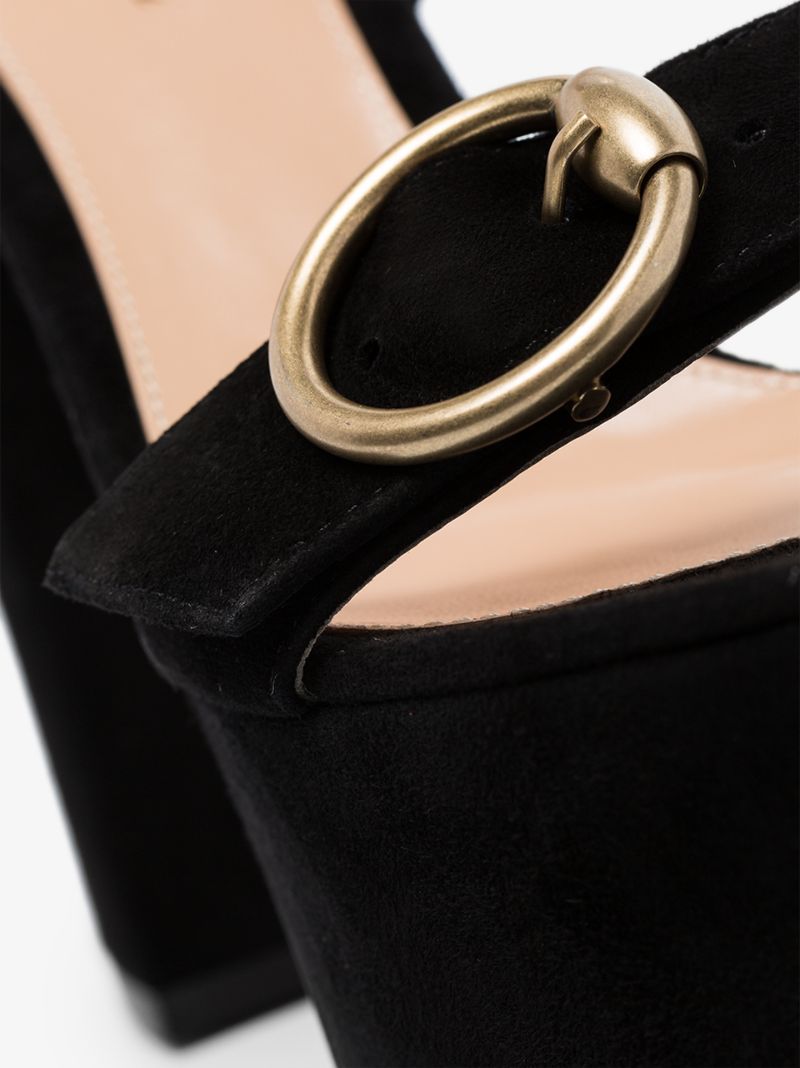 Black 70 Buckled Platform Heels