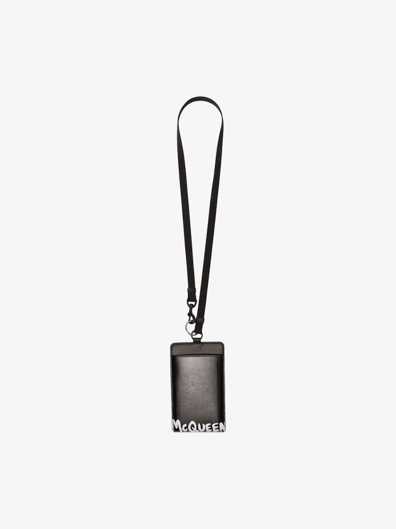 Black Logo Print Leather Smartphone Case