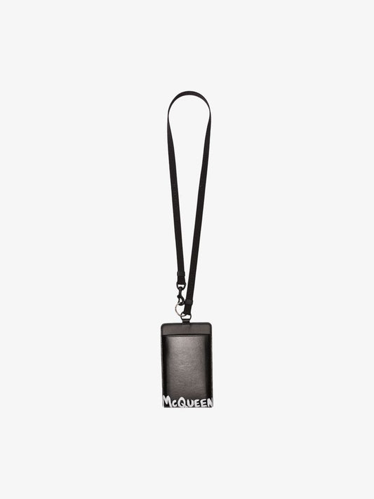 Black Logo Print Leather Smartphone Case