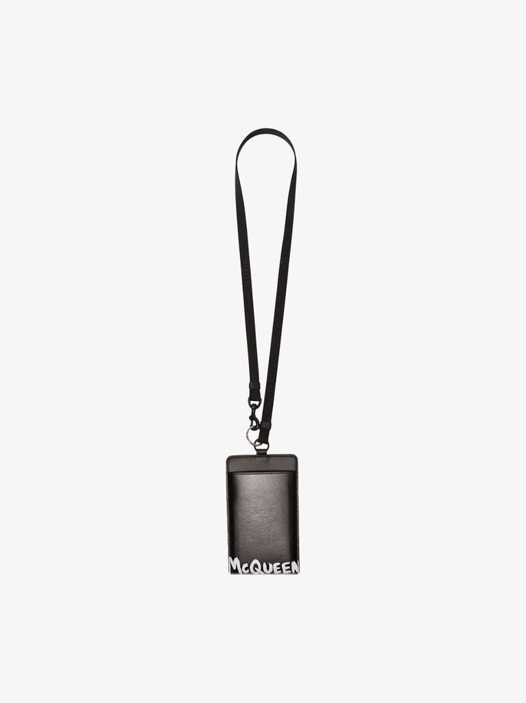 Black Logo Print Leather Smartphone Case