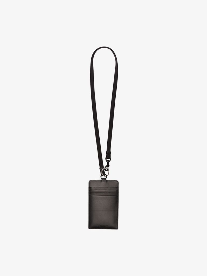 Black Logo Print Leather Smartphone Case