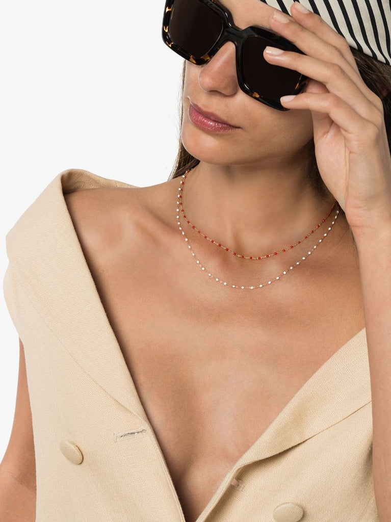 18k Rose Gold White Beaded Necklace