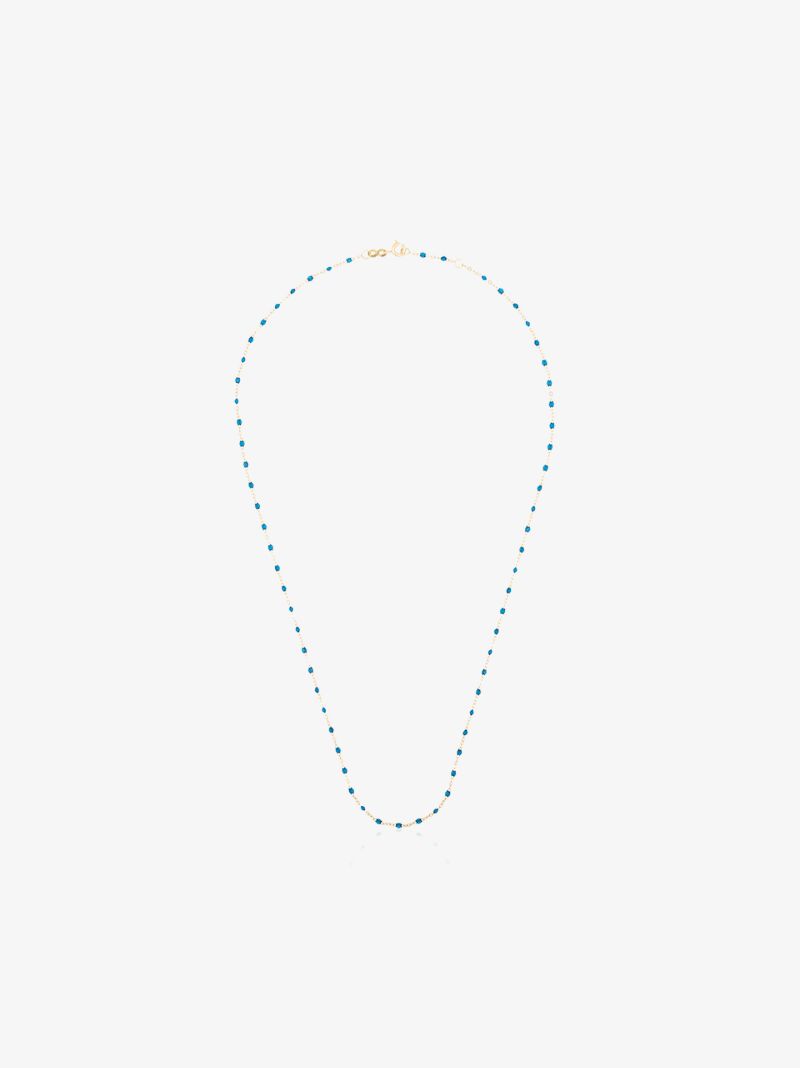 18k Yellow Gold and Blue Beaded Necklace