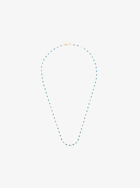 18k Yellow Gold and Blue Beaded Necklace
