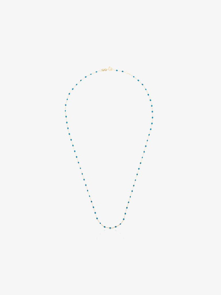 18k Yellow Gold and Blue Beaded Necklace