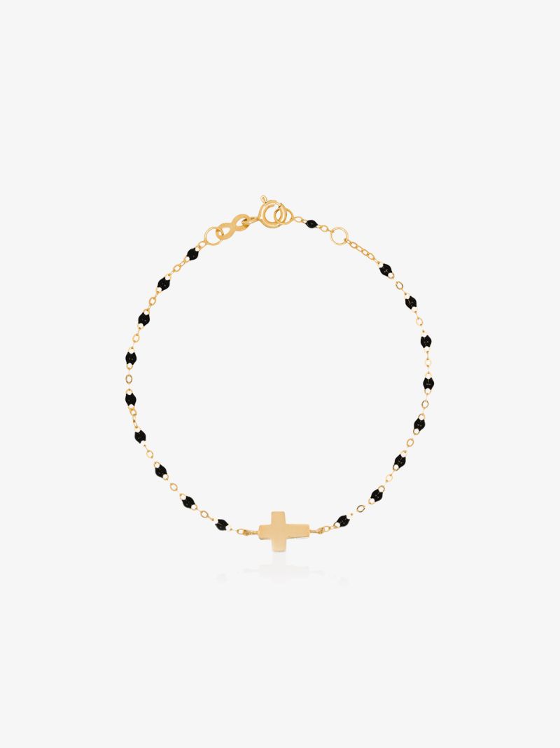 18k Yellow Gold Cross Beaded Bracelet