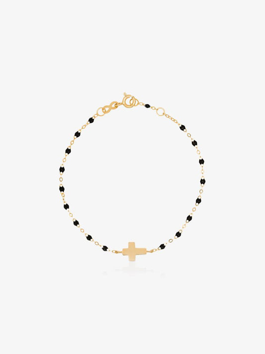 18k Yellow Gold Cross Beaded Bracelet
