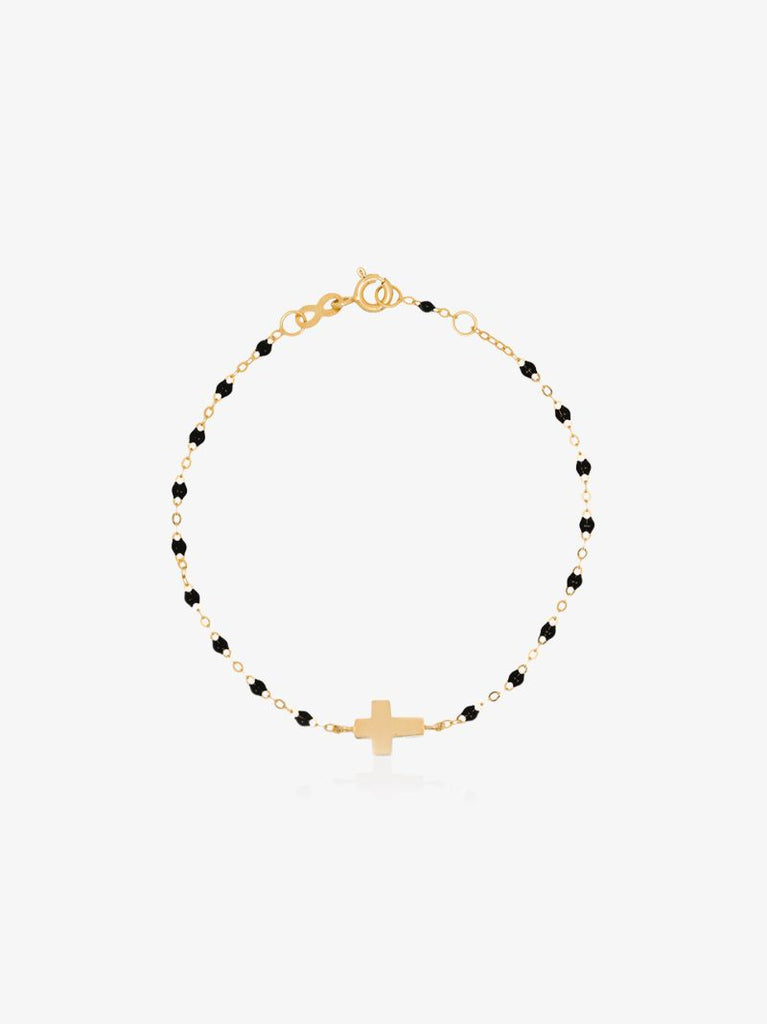 18k Yellow Gold Cross Beaded Bracelet