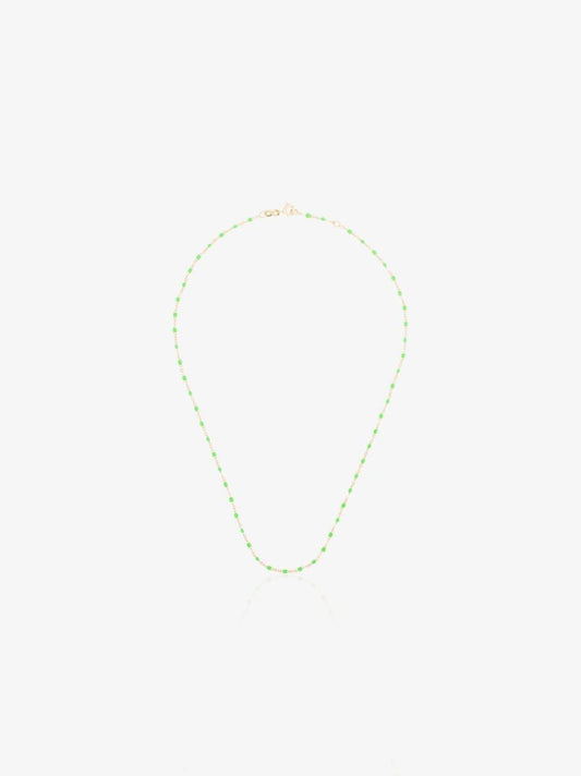 18k Yellow Gold and Green Beaded Necklace