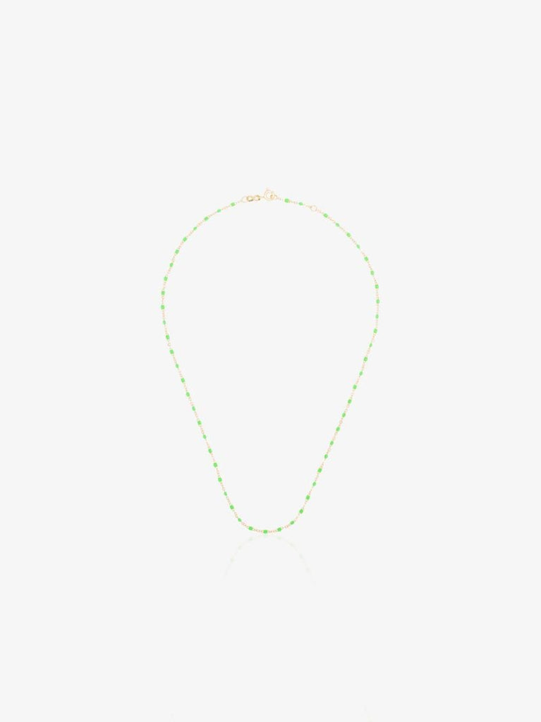 18k Yellow Gold and Green Beaded Necklace