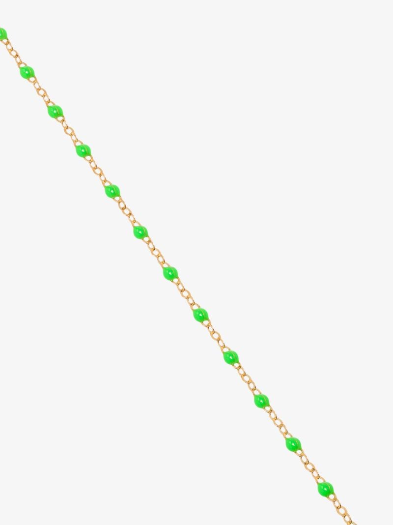 18k Yellow Gold and Green Beaded Necklace
