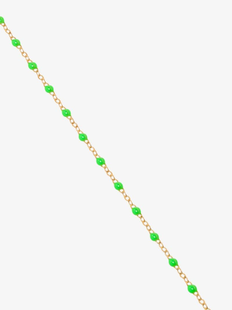 18k Yellow Gold and Green Beaded Necklace