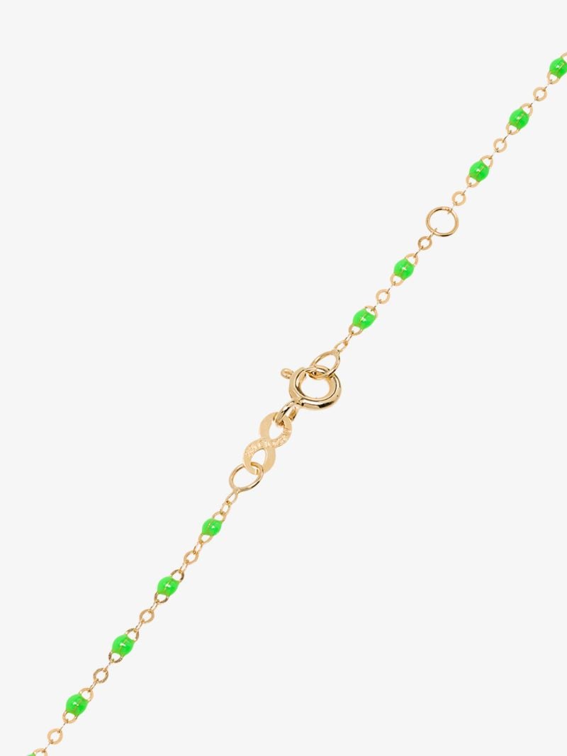 18k Yellow Gold and Green Beaded Necklace