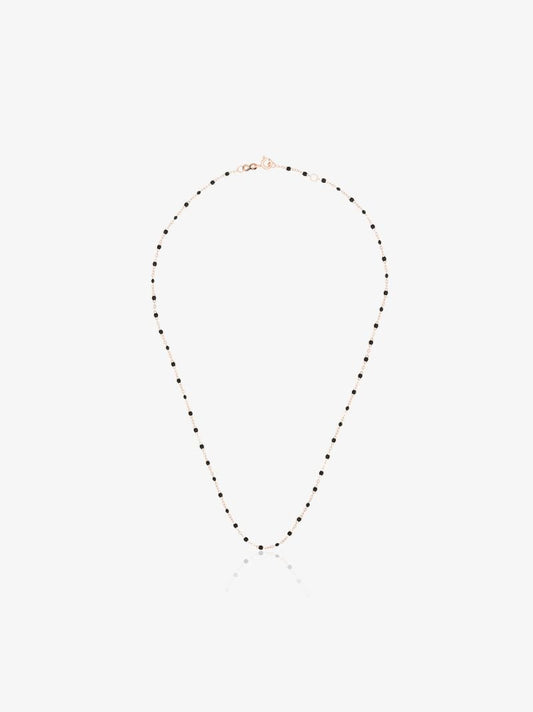 18k Rose Gold and Black Beaded Necklace