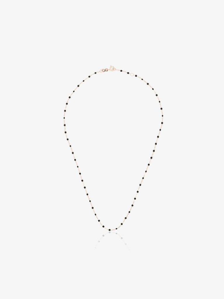 18k Rose Gold and Black Beaded Necklace