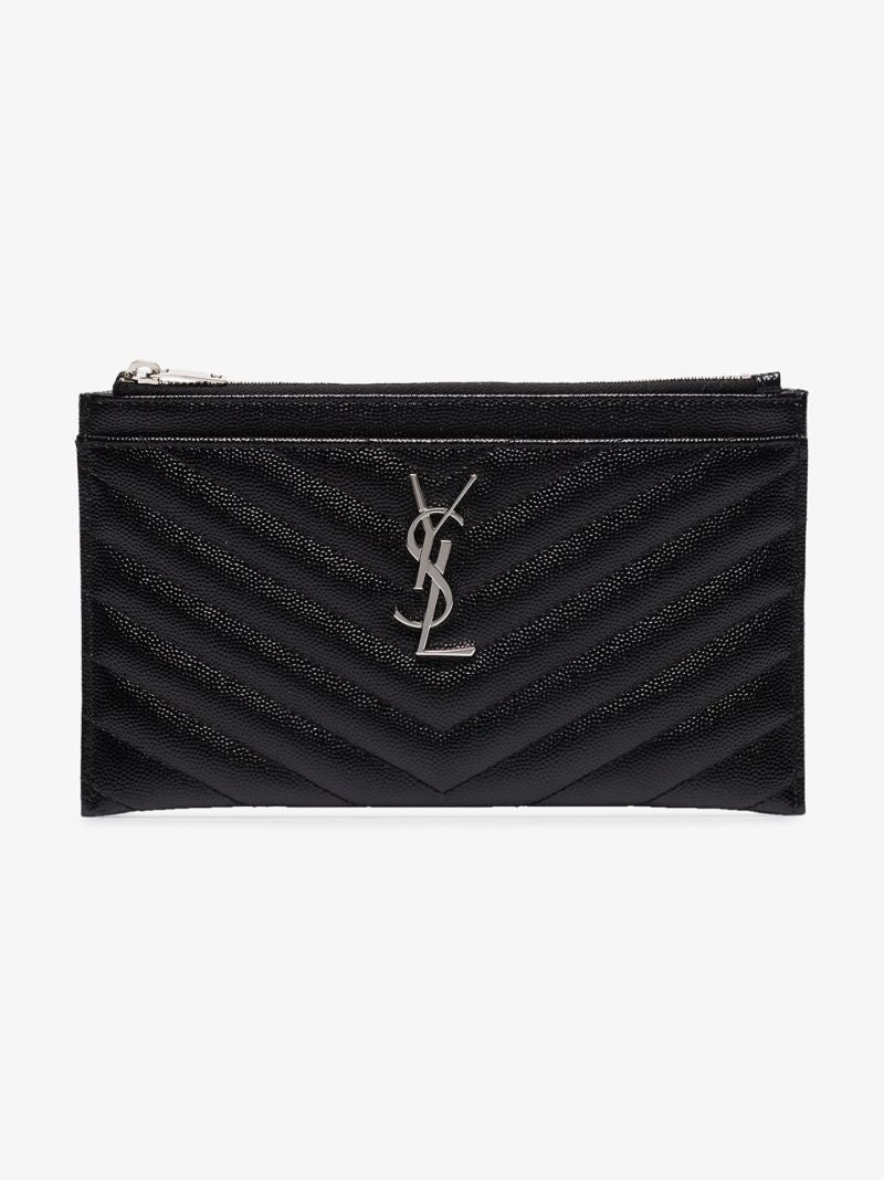 Black Logo Quilted Leather Wallet