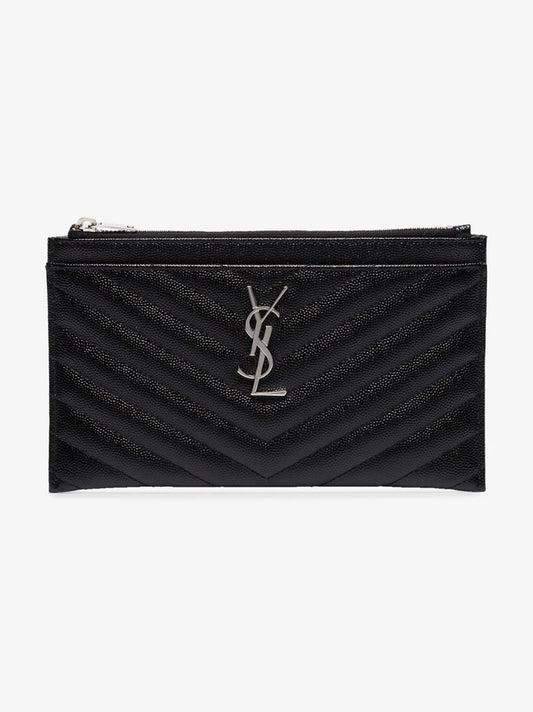 Black Logo Quilted Leather Wallet