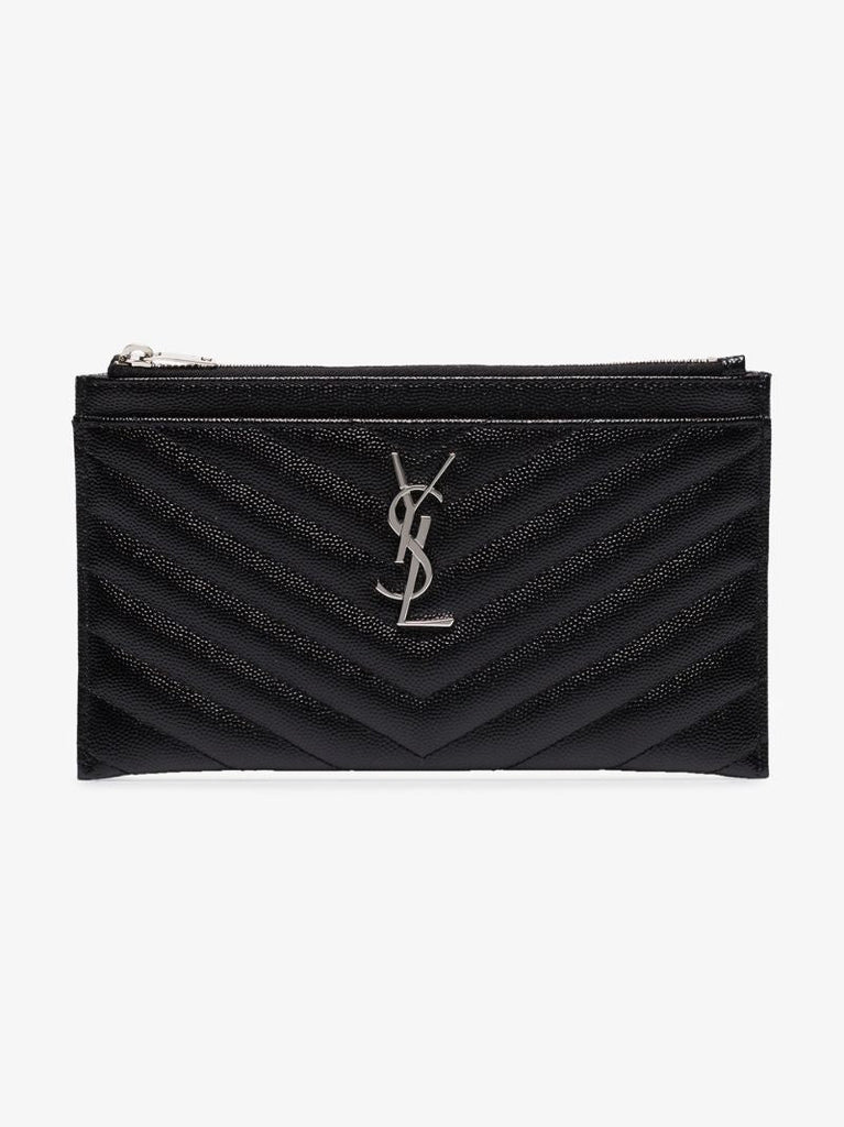 Black Logo Quilted Leather Wallet