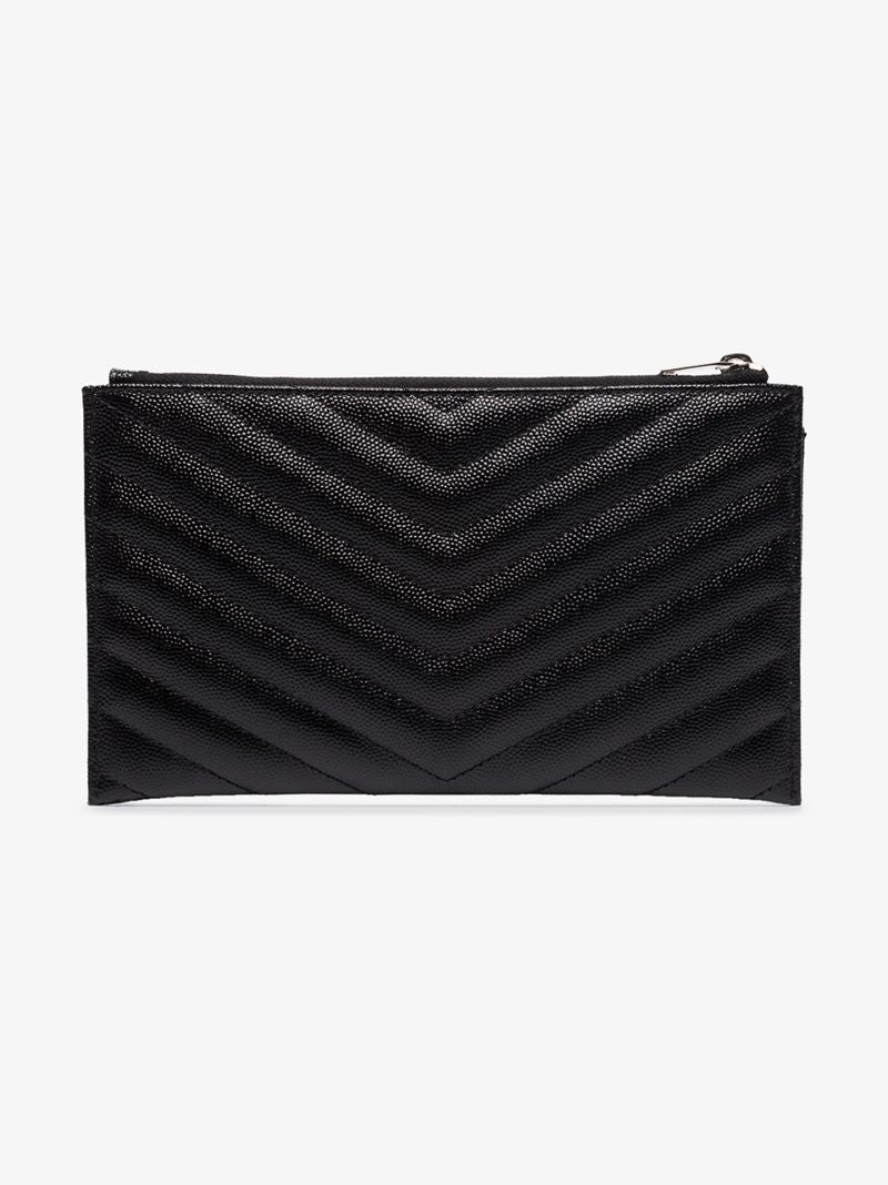 Black Logo Quilted Leather Wallet