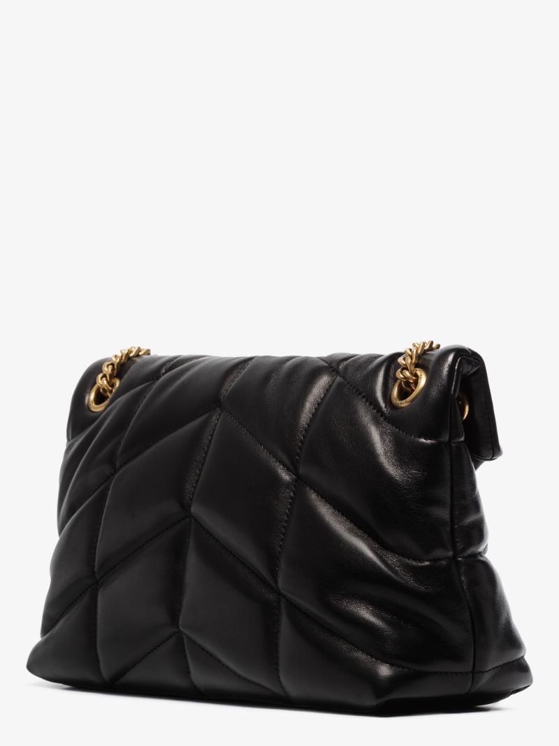 Black Puffer Small Leather Shoulder Bag