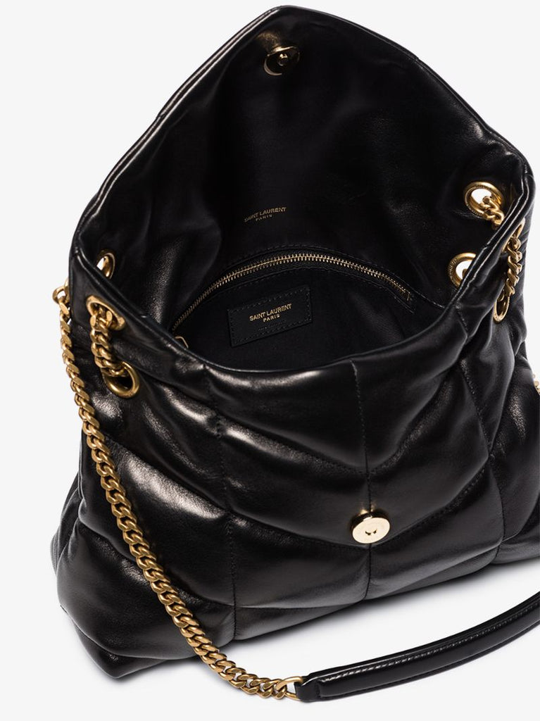 Black Puffer Small Leather Shoulder Bag
