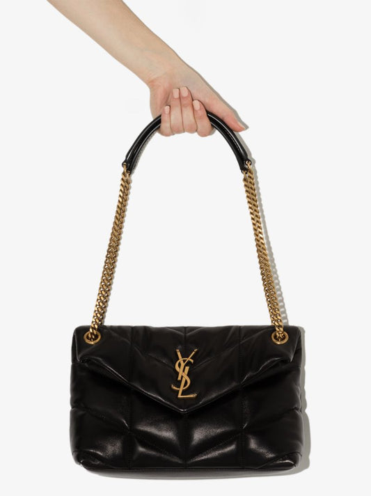 Black Puffer Small Leather Shoulder Bag
