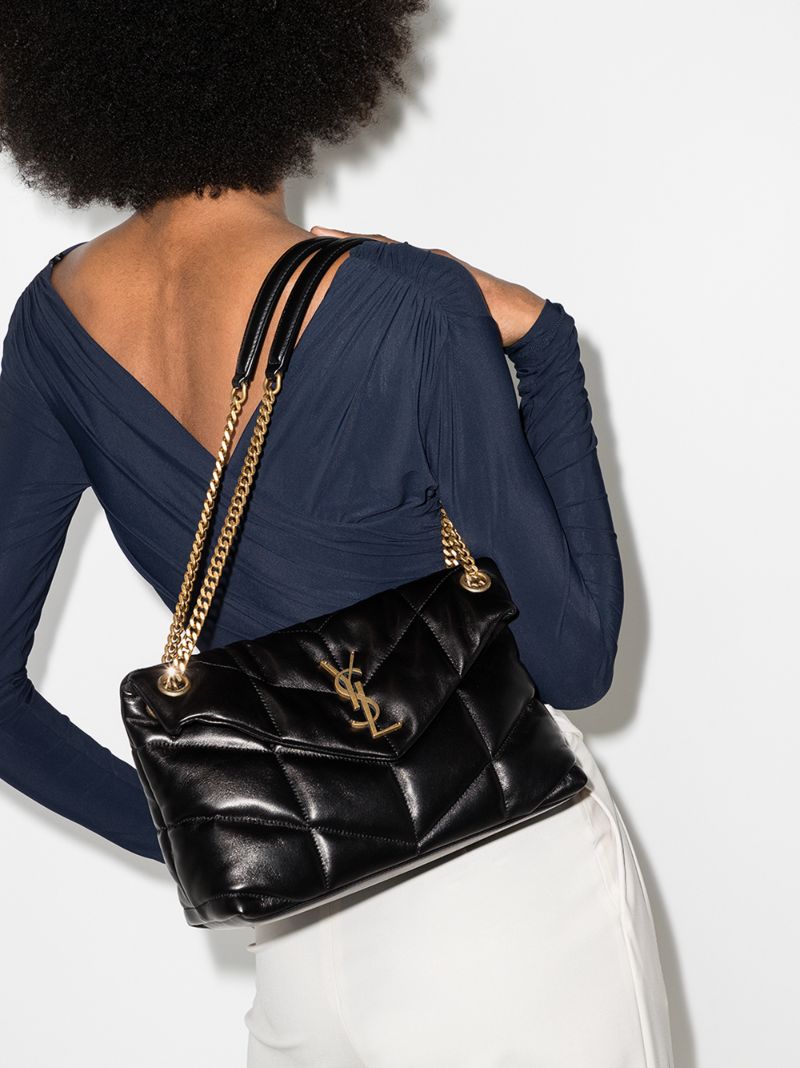 Black Puffer Small Leather Shoulder Bag