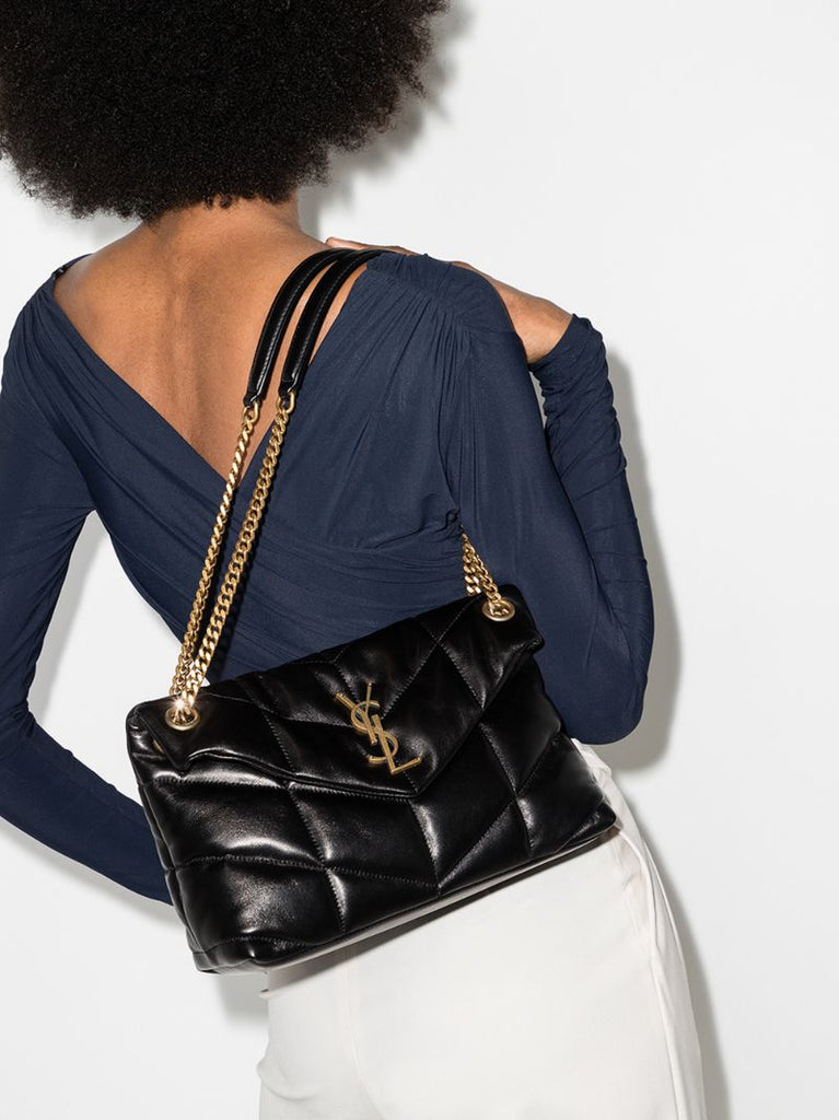 Black Puffer Small Leather Shoulder Bag