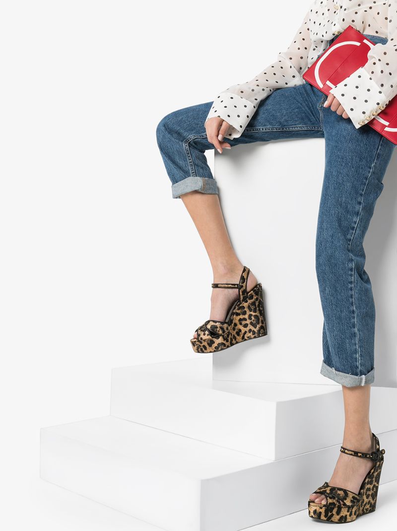 Gold 90 Leopard Print Wedges