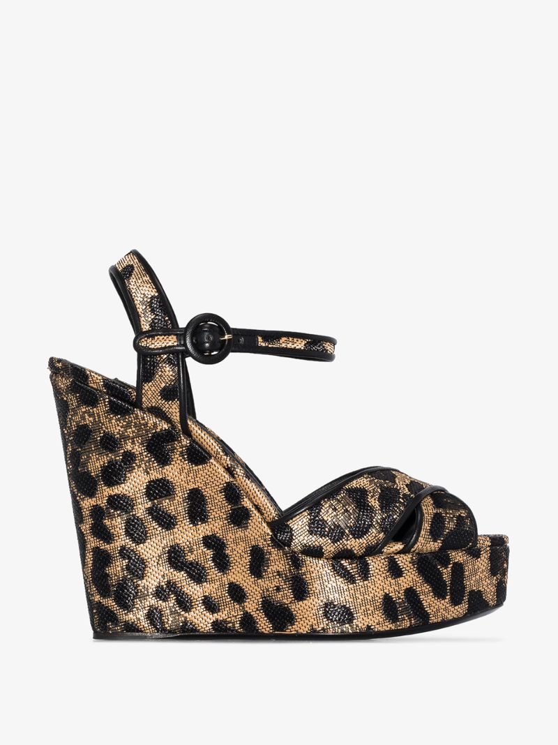 Gold 90 Leopard Print Wedges