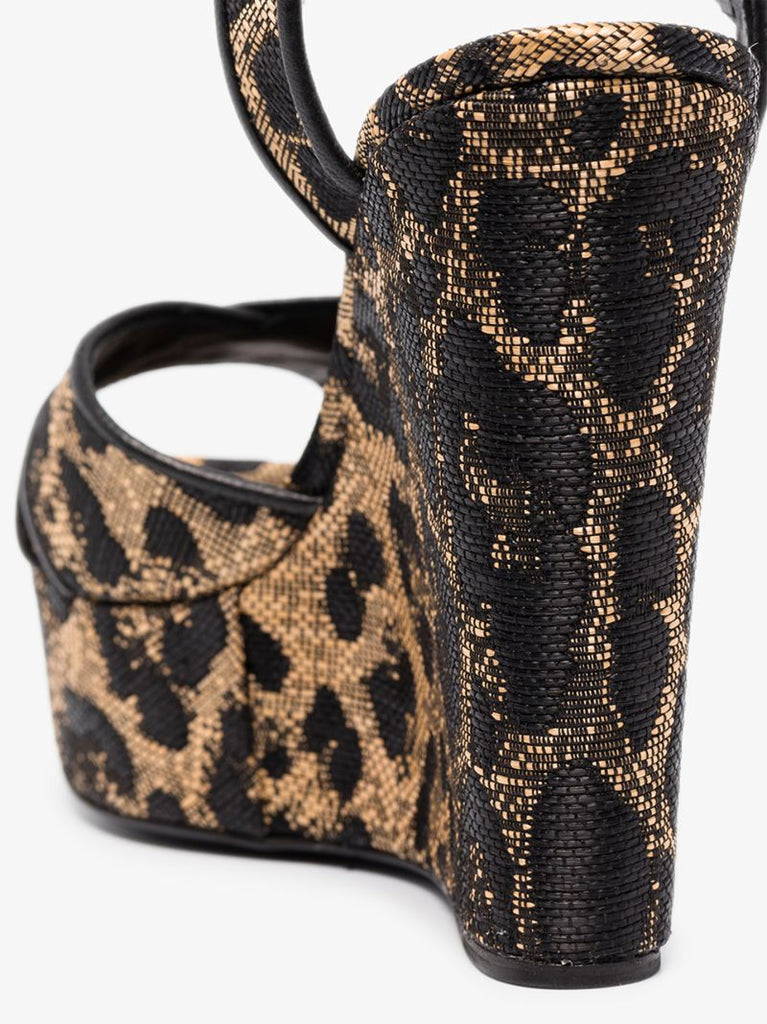 Gold 90 Leopard Print Wedges