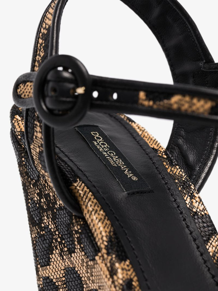 Gold 90 Leopard Print Wedges