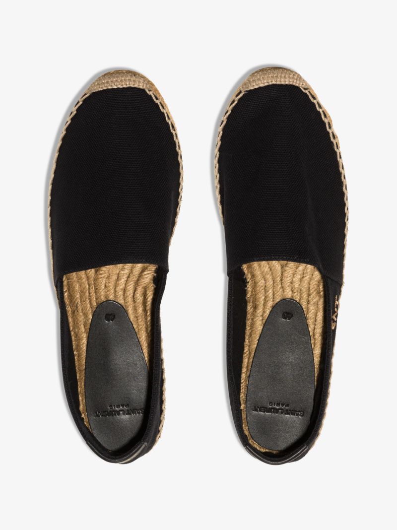 Black Embroidered Logo Espadrilles