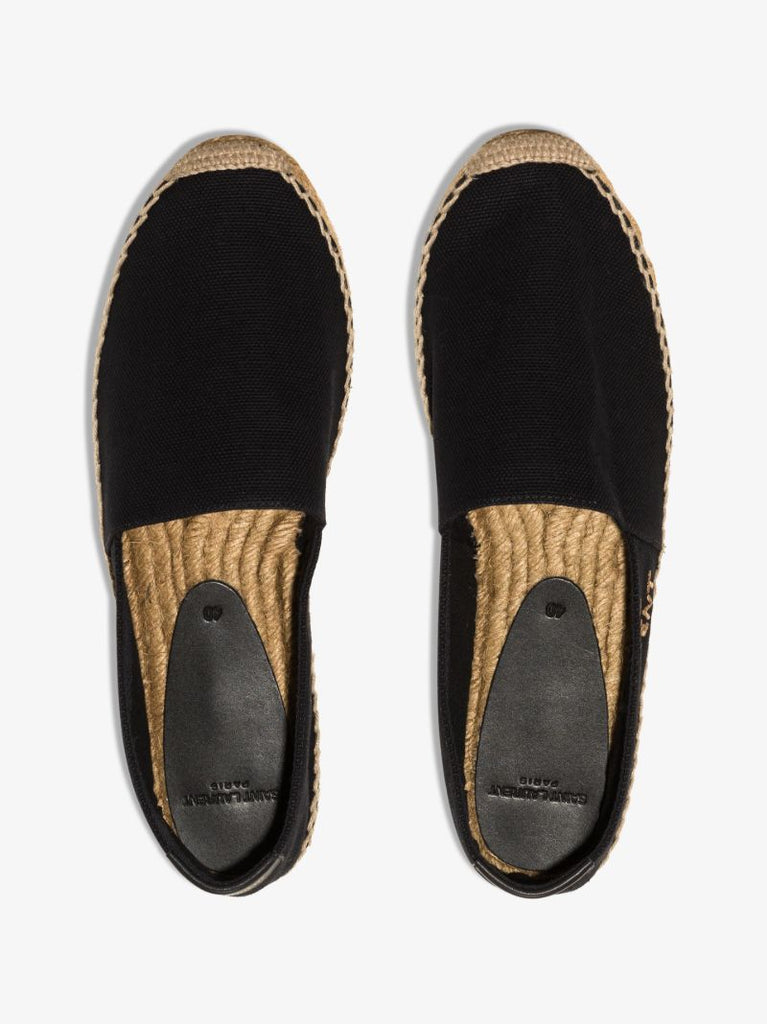 Black Embroidered Logo Espadrilles
