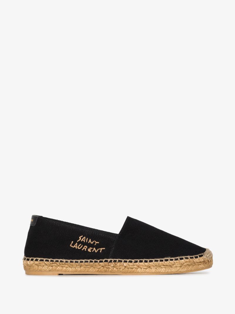Black Embroidered Logo Espadrilles