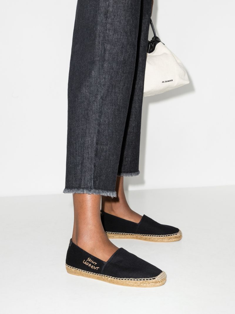 Black Embroidered Logo Espadrilles