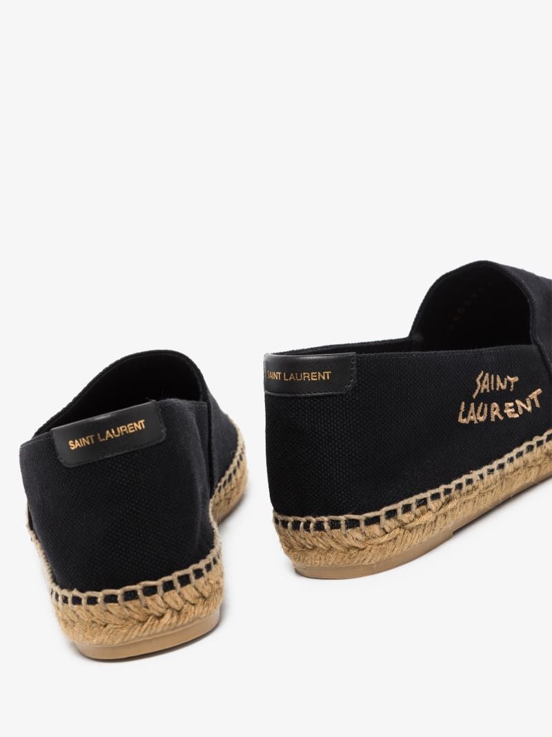 Black Embroidered Logo Espadrilles