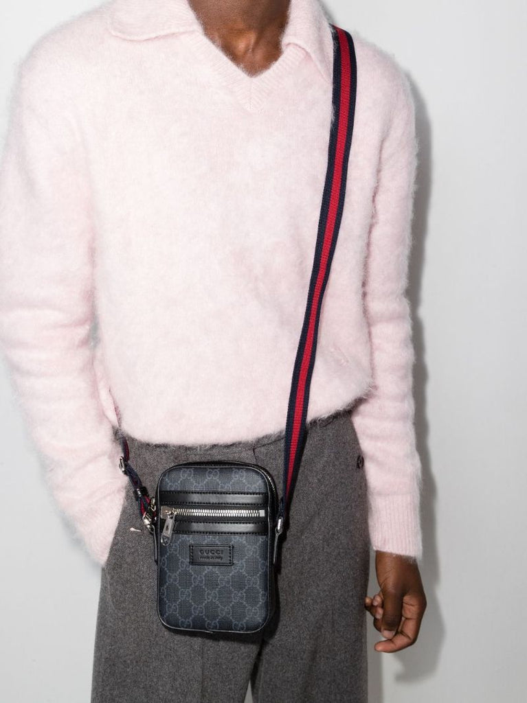 Black Gg Supreme Messenger Bag
