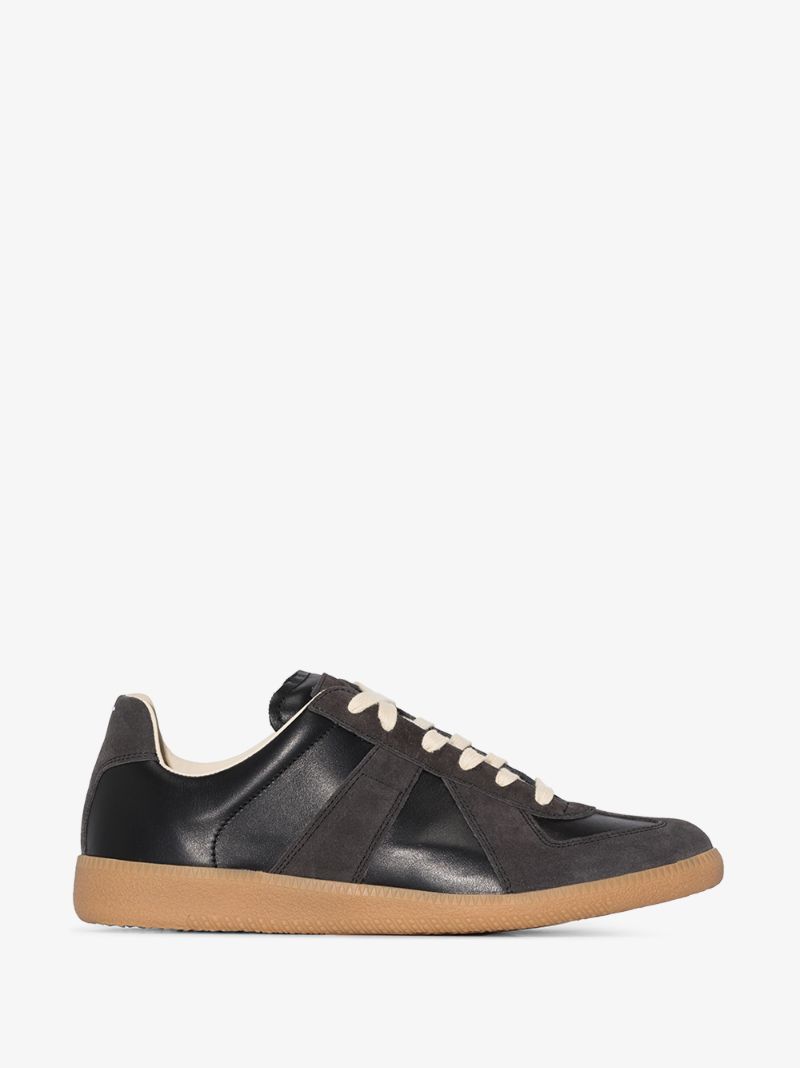 Black Replica Leather and Suede Sneakers
