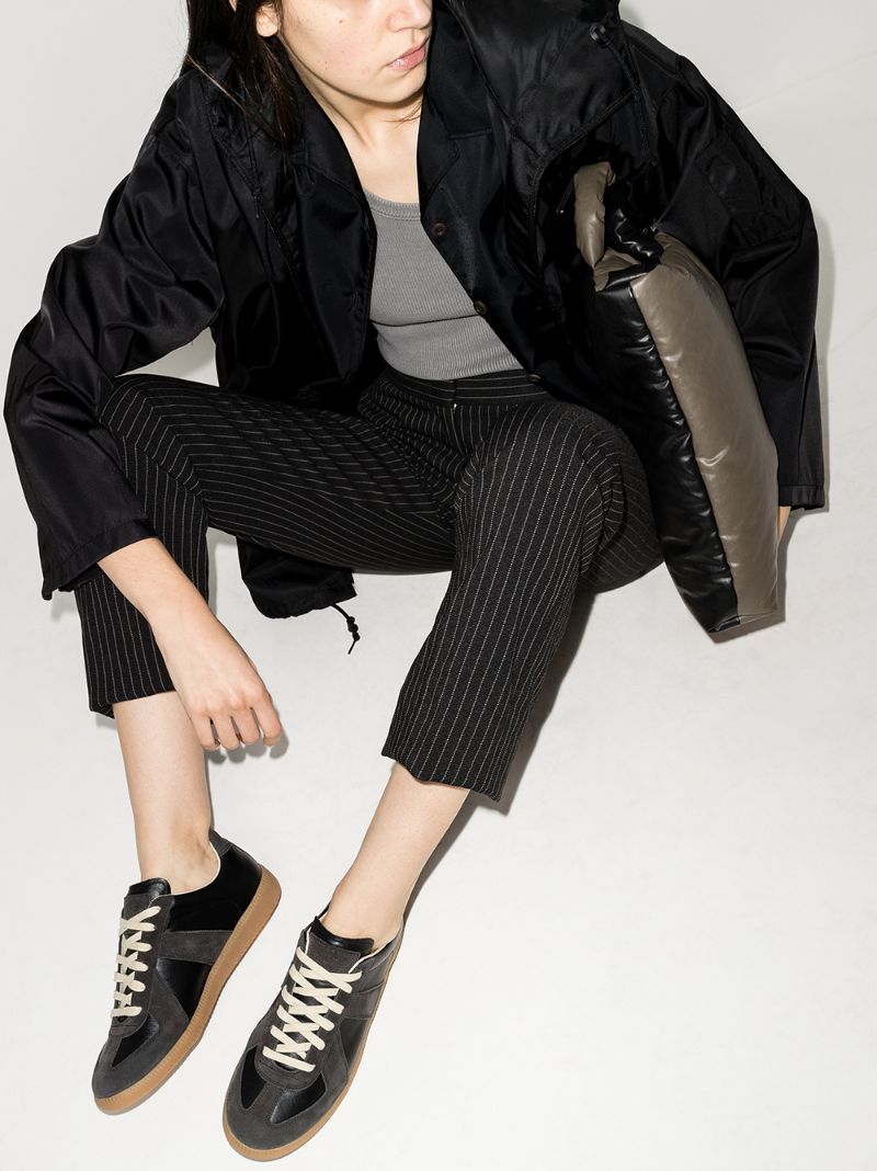 Black Replica Leather and Suede Sneakers