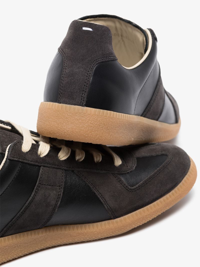 Black Replica Leather and Suede Sneakers