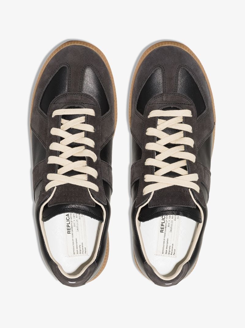 Black Replica Leather and Suede Sneakers