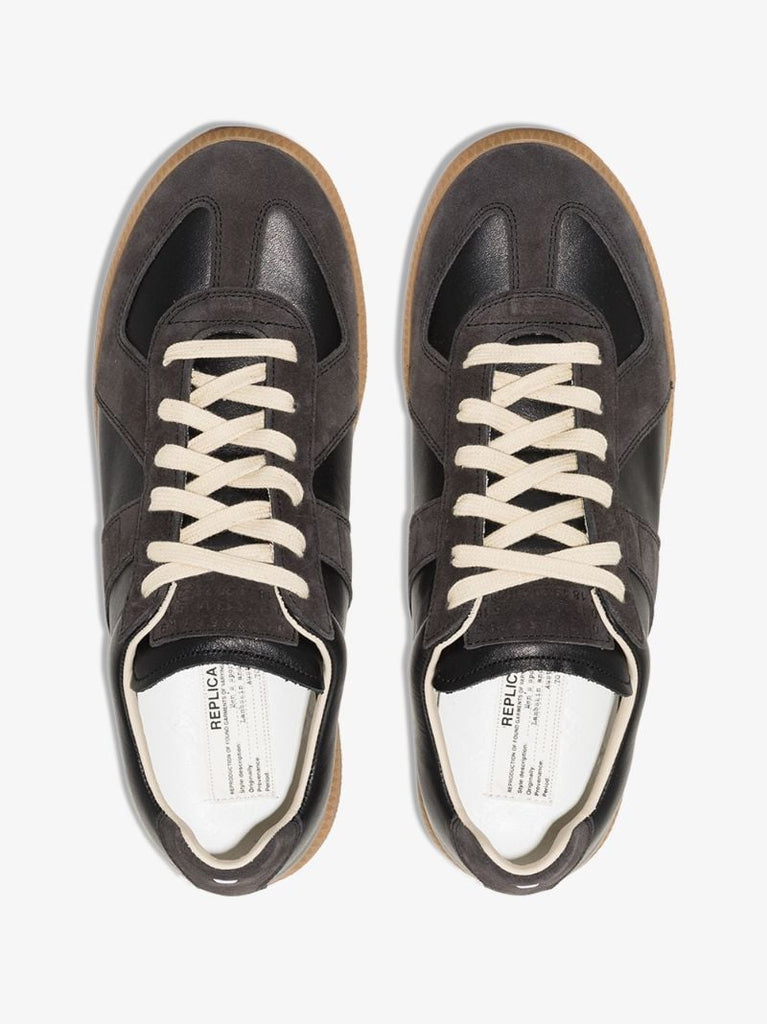 Black Replica Leather and Suede Sneakers