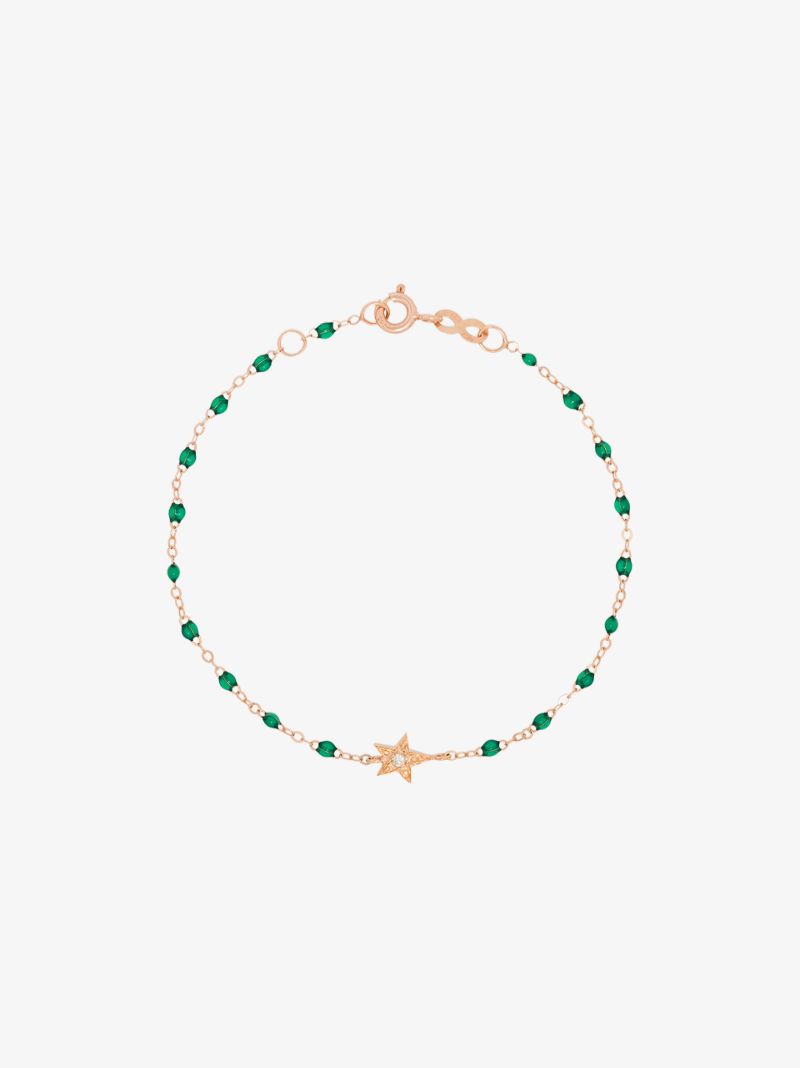 18k Rose Gold Star 17 Cm Beaded Diamond Bracelet