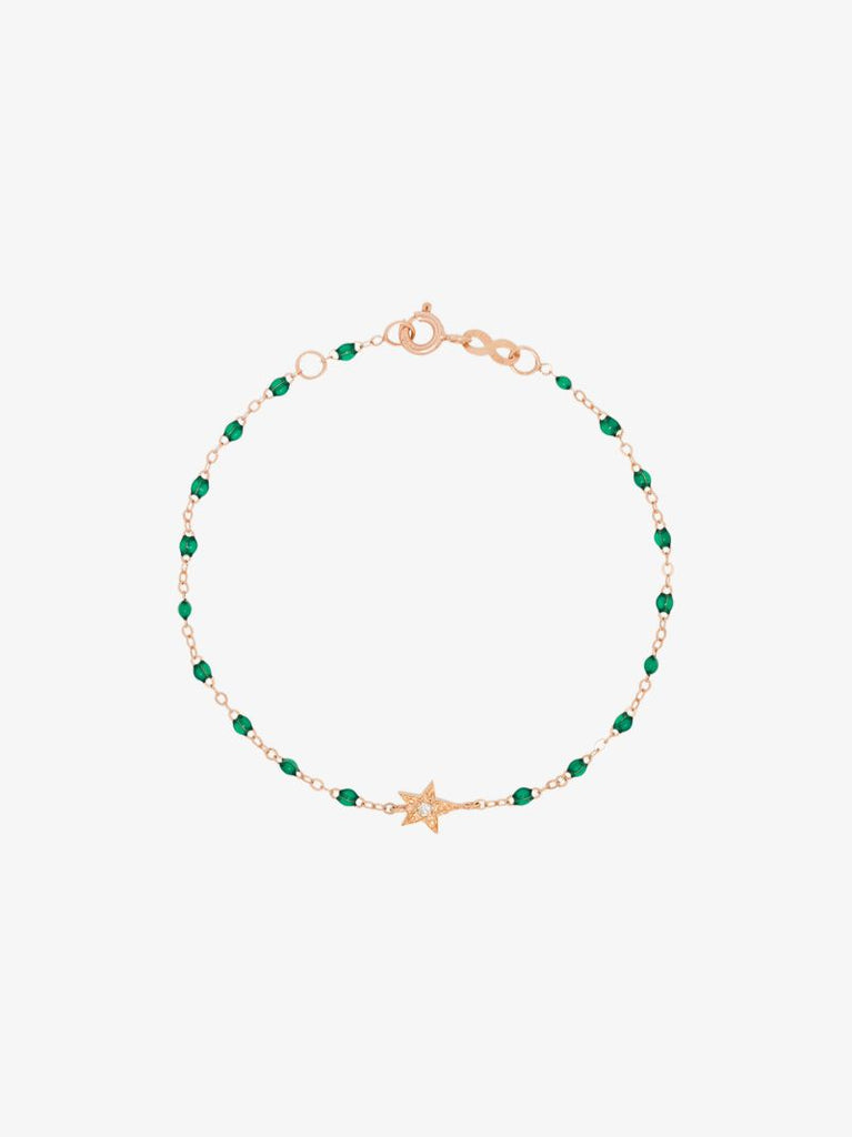 18k Rose Gold Star 17 Cm Beaded Diamond Bracelet