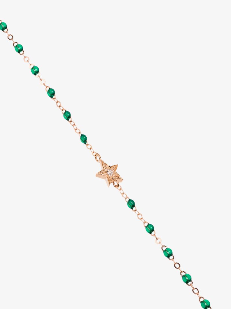 18k Rose Gold Star 17 Cm Beaded Diamond Bracelet