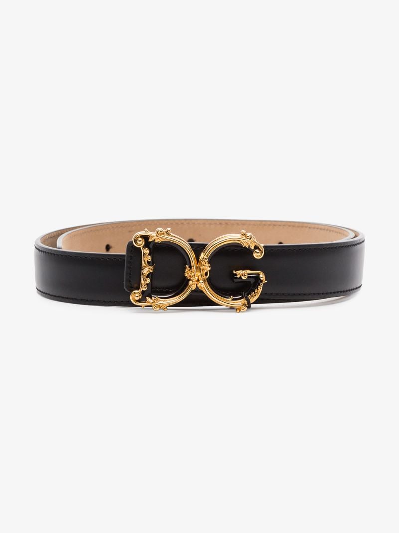 Baroque Gold Tone Logo Leather Belt