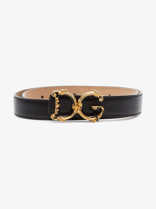 Baroque Gold Tone Logo Leather Belt
