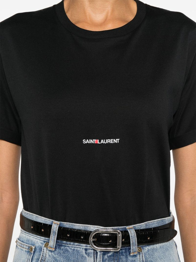 Black Logo Print Cotton T-shirt