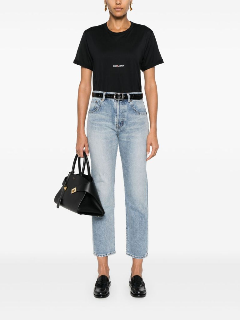 Black Logo Print Cotton T-shirt